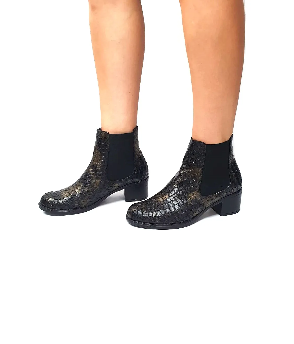 Catinca Shoes E01 SM ghete damă piele maro șarpe