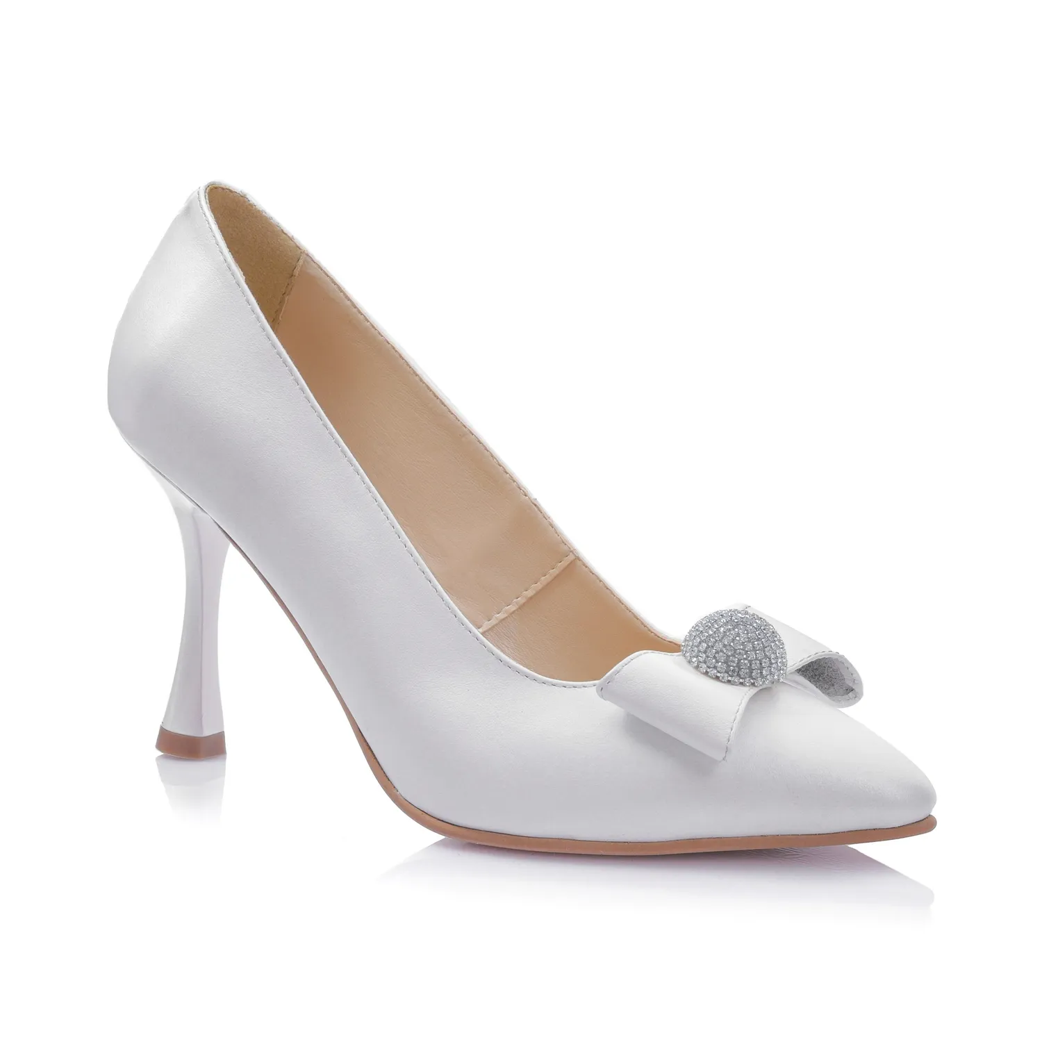 Catinca Shoes A69 AS pantofi dama piele naturala alb sidef