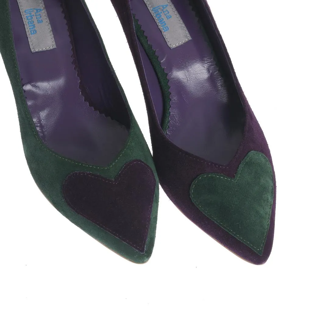 Ana Urbana Mihaela pantofi verde-mov toc 4 cm