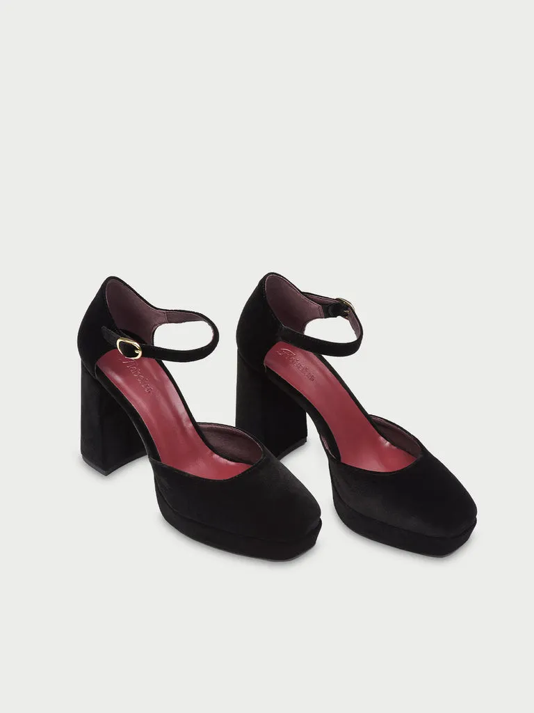Flagelus Flamenco Heels pantofi toc negru catifea 9 cm