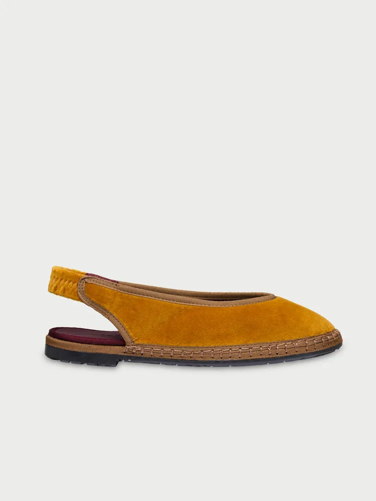 Flagelus Narnia papuci catifea mustar cu elastic
