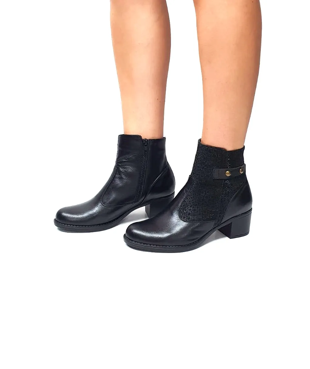 Catinca Shoes GX53 NBP ghete dama negre pietre piele