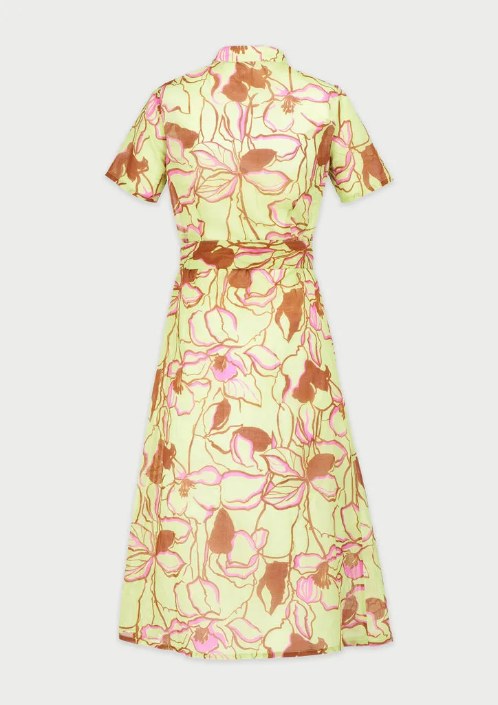 Flagelus Mei Green Dress rochie midi verde