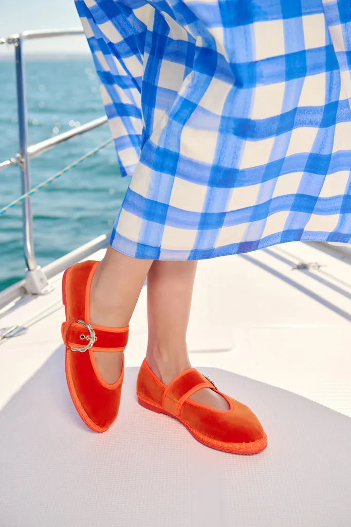 Flagelus Lady Sophie Orange pantofi portocalii catifea