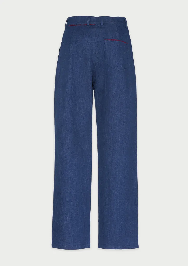 Flagelus Granger pantaloni lungi denim bleumarin