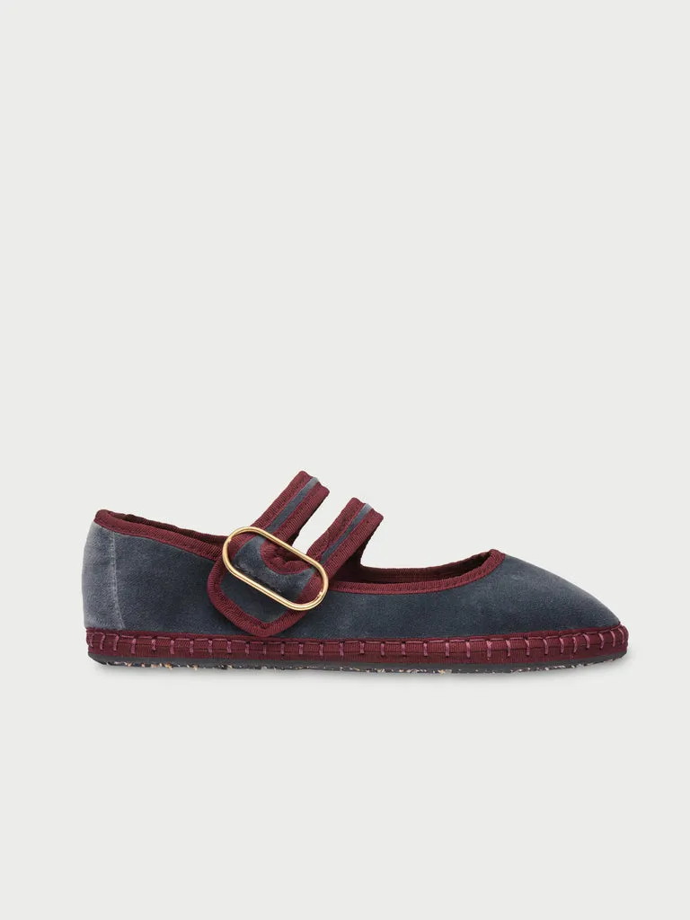 Flagelus Matilda Gray pantofi Mary Jane gri catifea