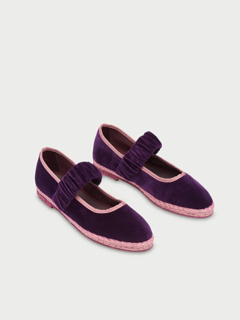 Pantofi cu siret Flagelus Mafalda mov catifea bumbac