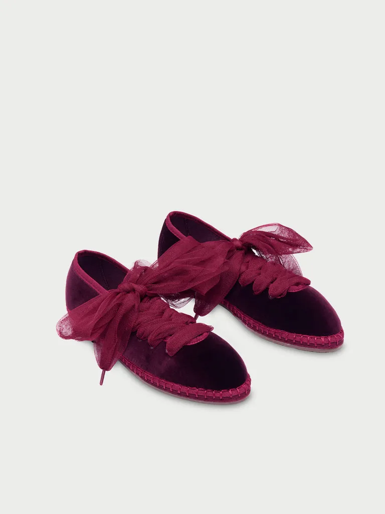 Flagelus Ginevra Wine slippers catifea visiniu cu siret