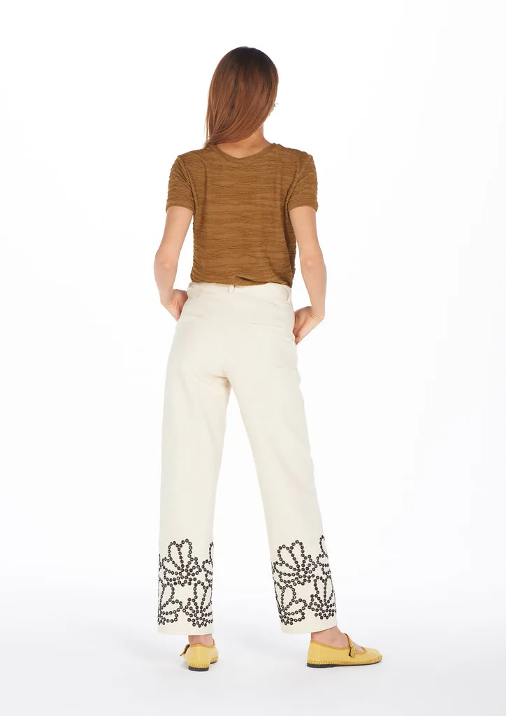 Flagelus Hun tricou kaki din bumbac texturat
