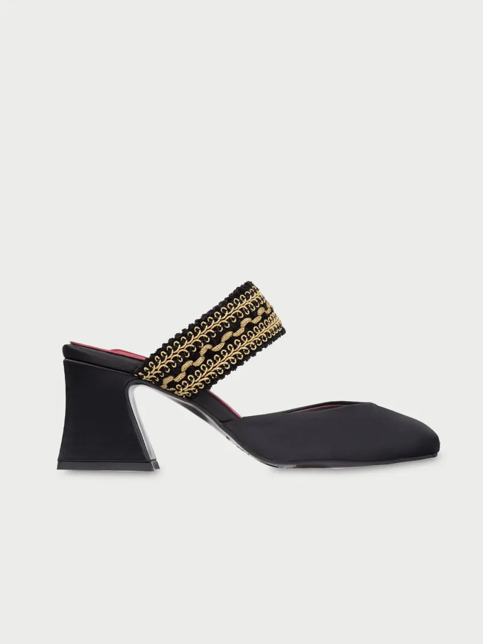 Flagelus Foxtrot Black pantofi toc satin negru 6 cm