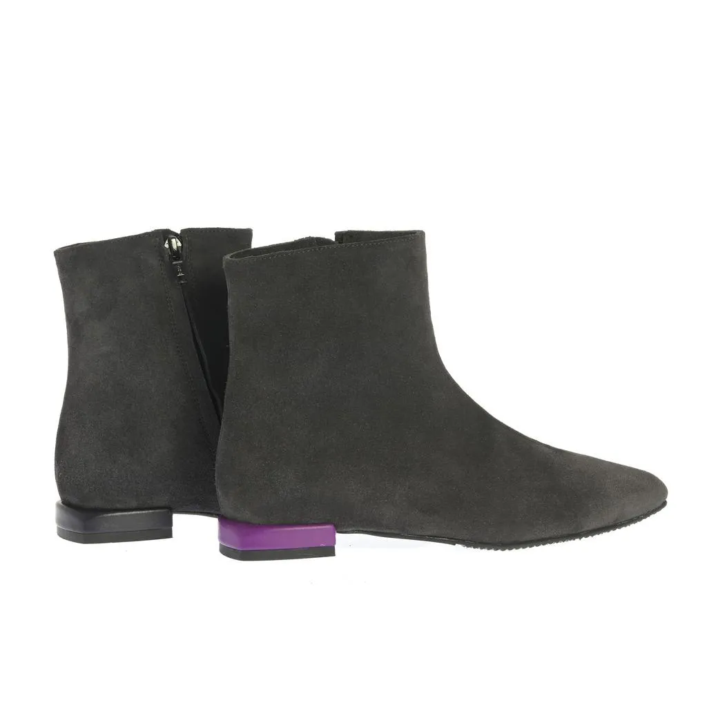 Ana Urbana Ravenna botine piele gri inchis toc bicolor