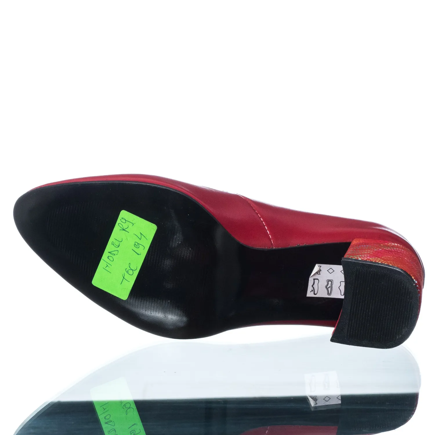 Catinca Shoes R9 RTM pantofi dama piele rosie toc mozaic