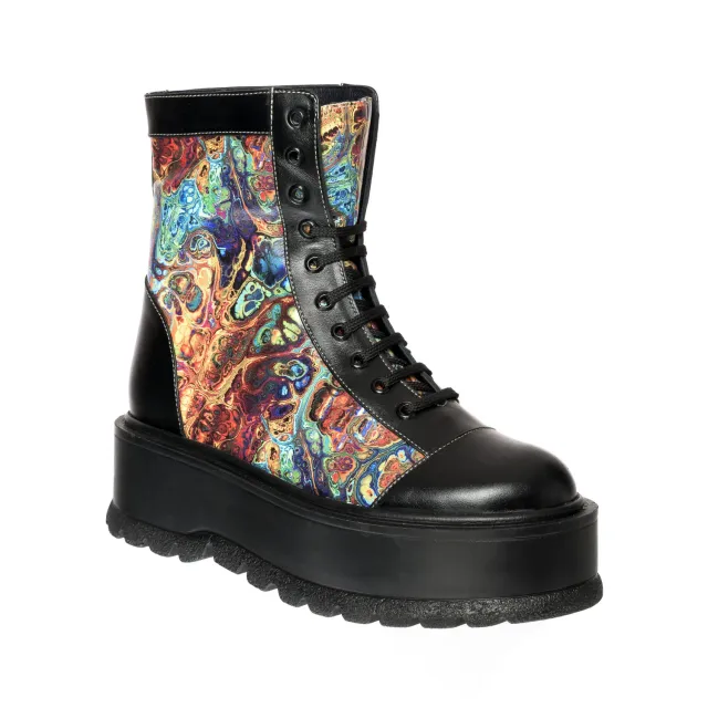 Catinca Shoes BC24 NBP bocanci dama piele naturala negru pictura