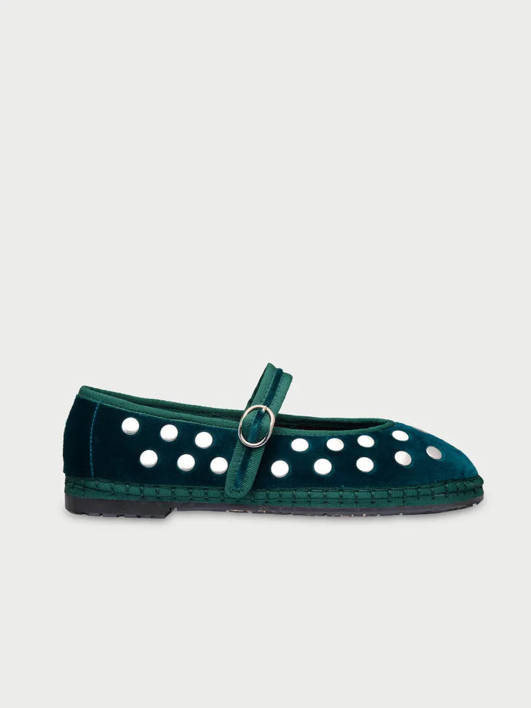 Flagelus Mae Silver Leonor balerini verde închis