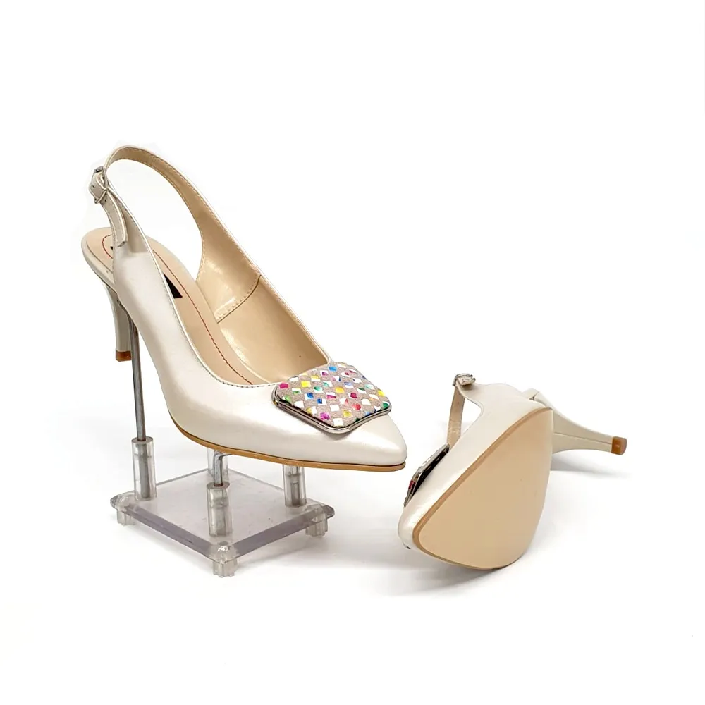 Catinca Shoes D22 BSPM sandale piele bej sidef multicolore