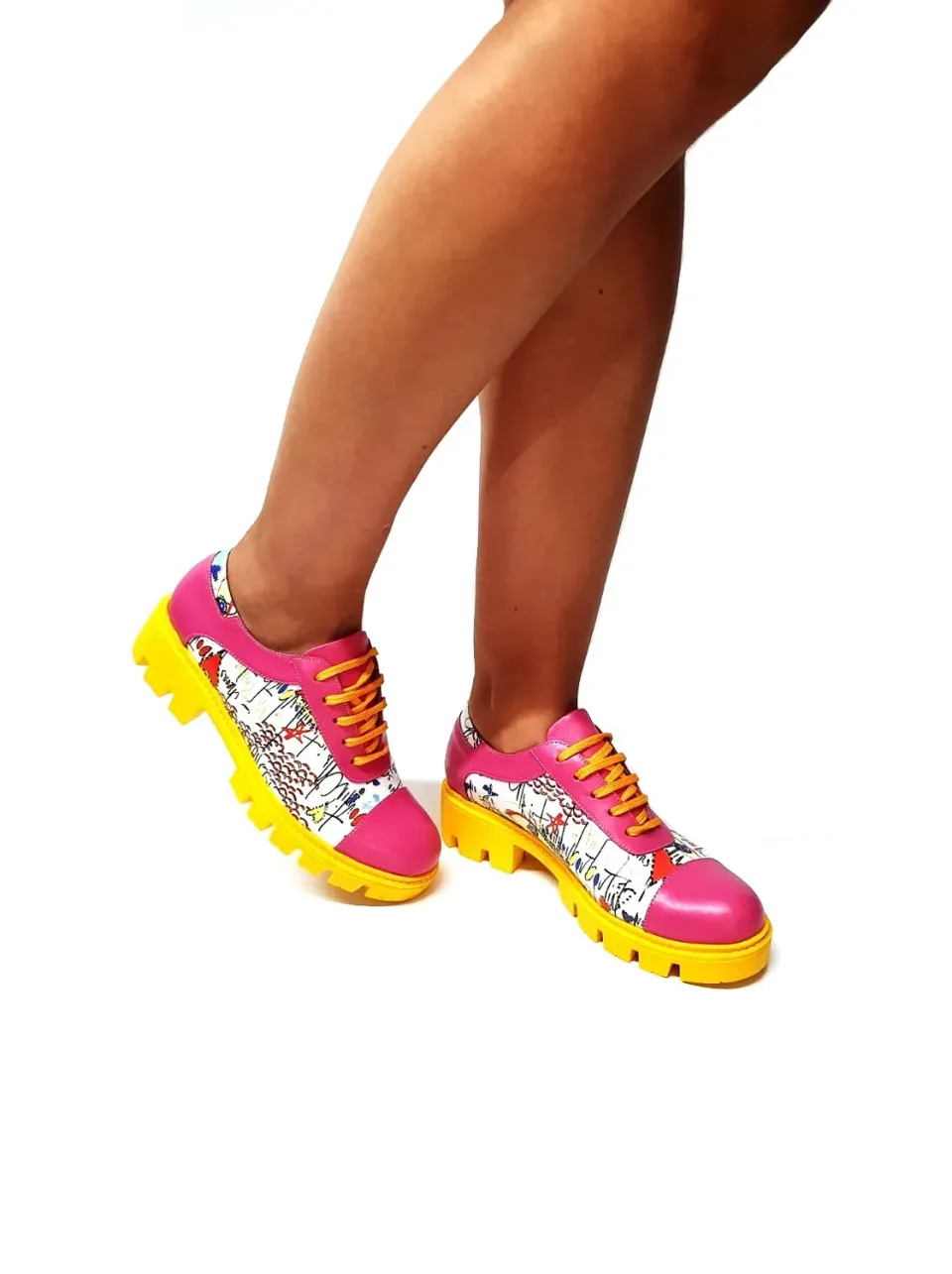 Catinca Shoes X1 RAC pantofi piele naturala roz cu alb