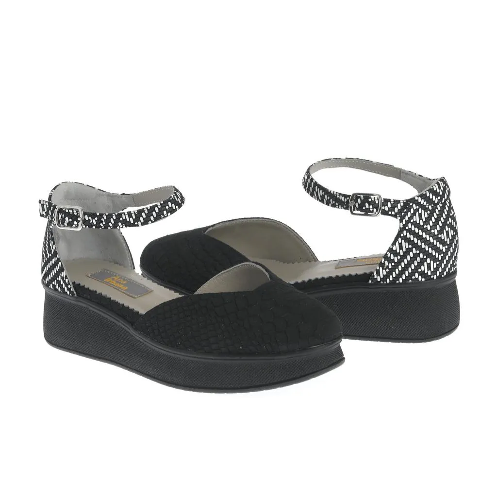 Ana Urbana Shoes Merida sandale negre wedge