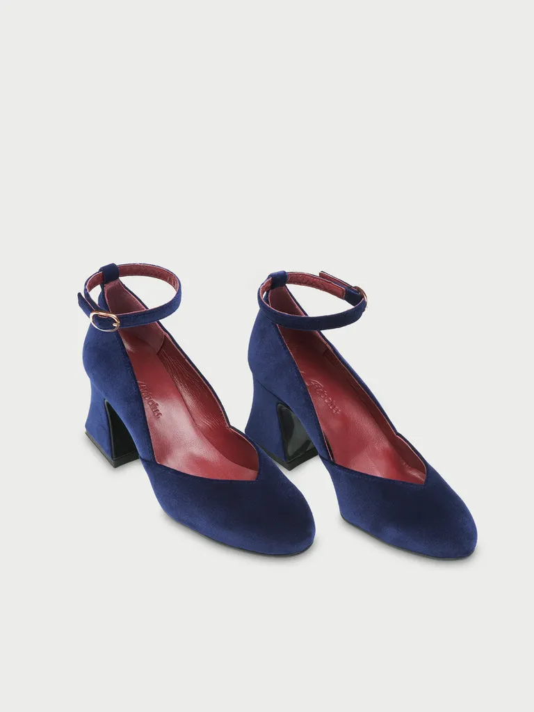 Flagelus The D'Orsey Pumps Navy pantofi bleumarin catifea