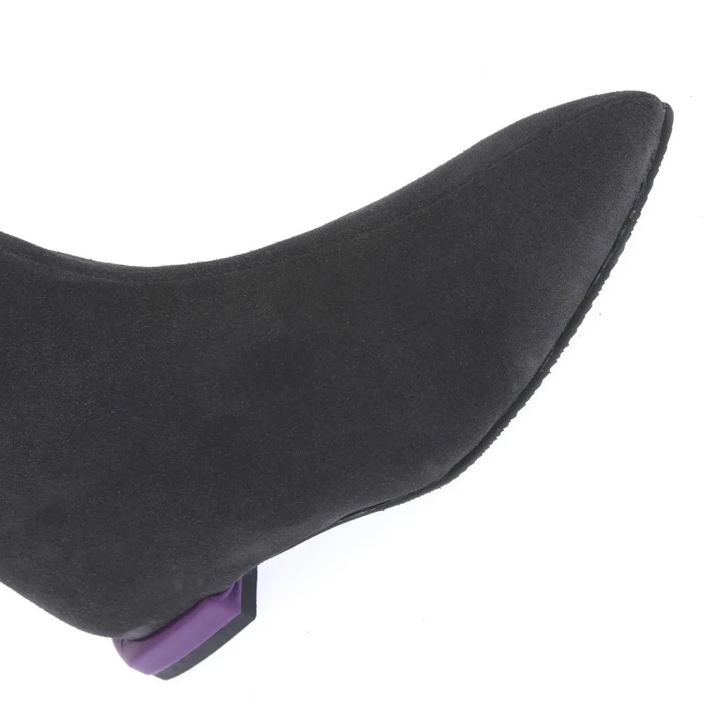 Ana Urbana Ravenna botine piele gri inchis toc bicolor
