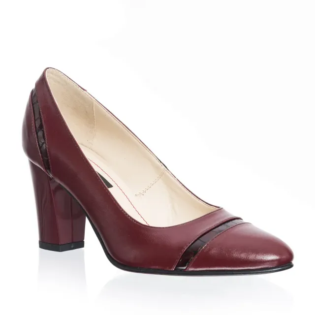 Catinca Shoes 2693 BC pantofi dama bordo croco piele naturala
