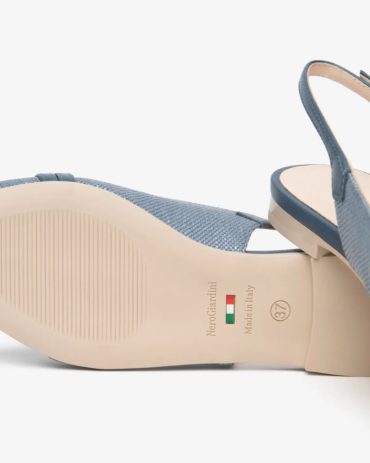 NeroGiardini pantofi slingback piele si textil dama