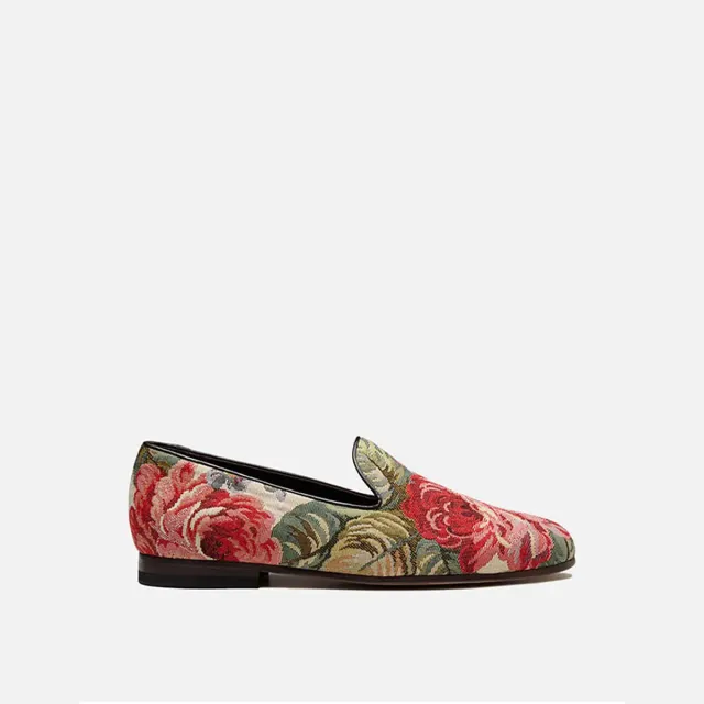 Cecilia Bringheli Positano Red Roses pantofi slip-on bumbac roșu