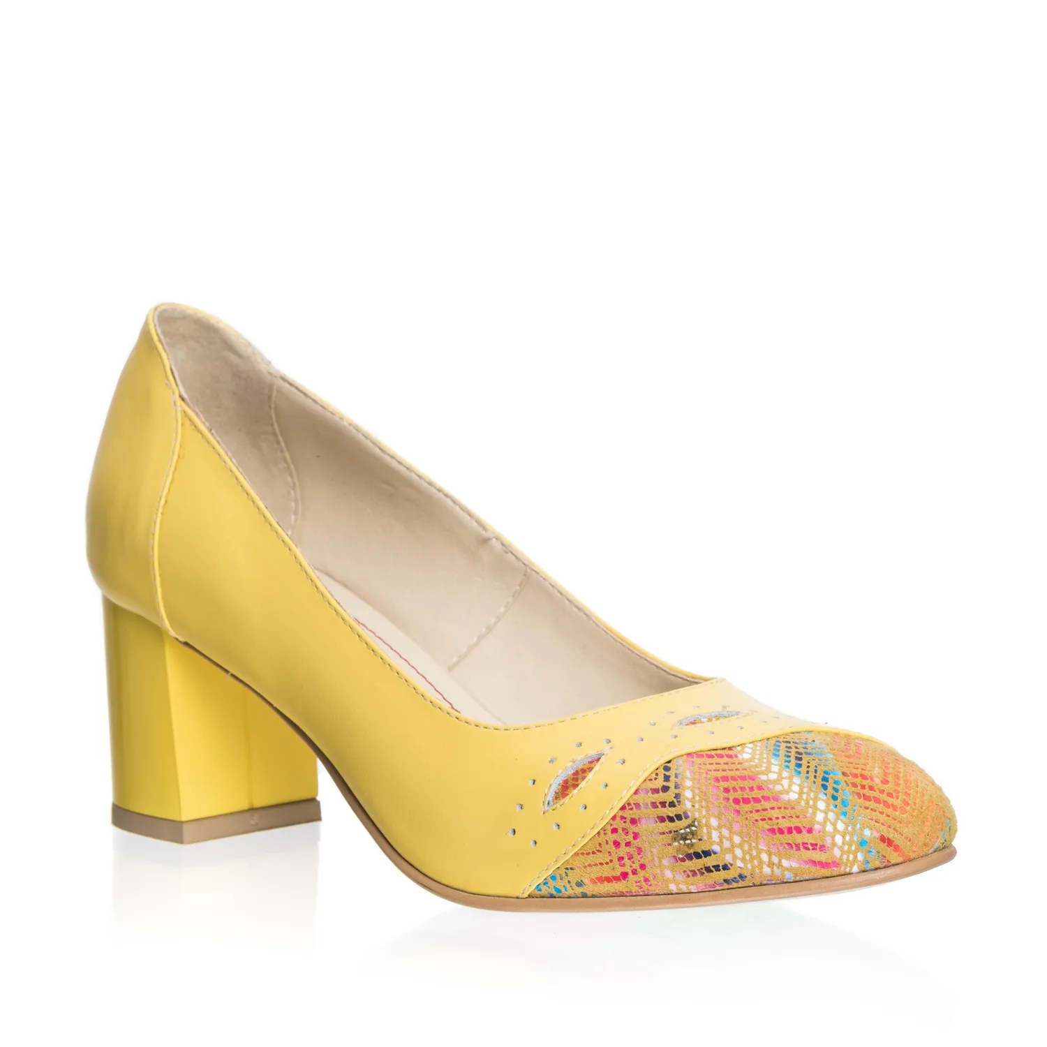 Catinca Shoes 03 GVM pantofi damă galben mozaic piele