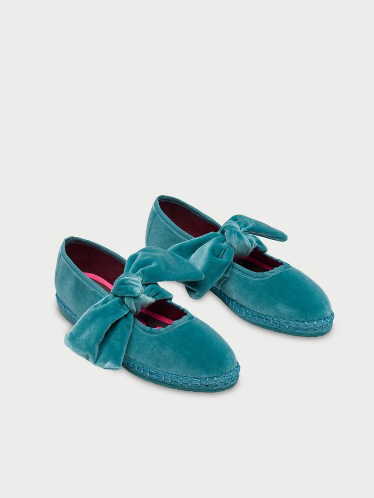 Flagelus Lady Lyra papuci catifea verde cu funda