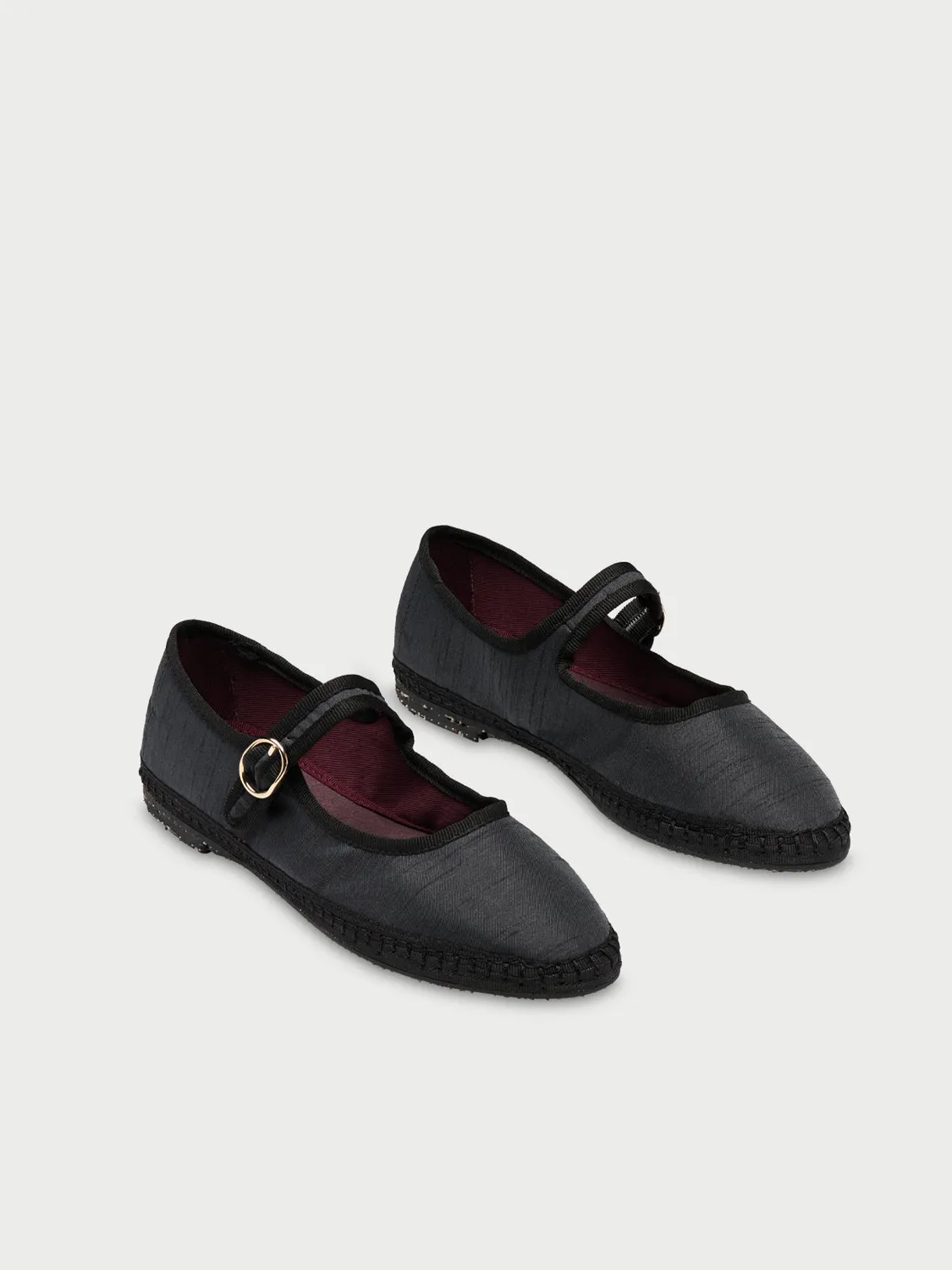 Flagelus Caufield pantofi Mary Jane matase neagra