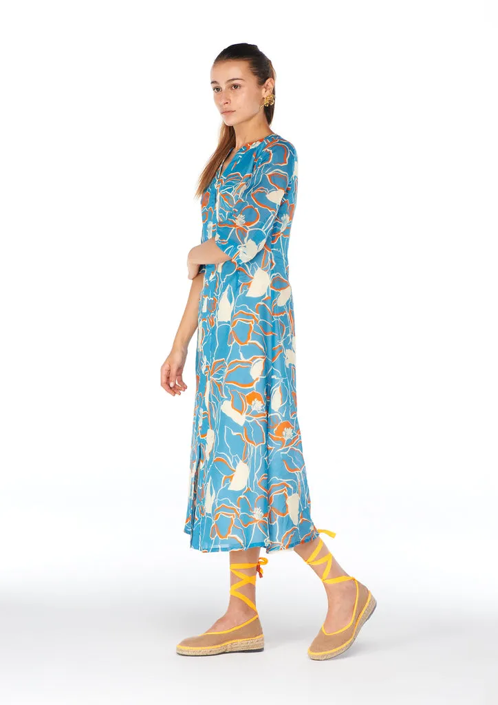 Flagelus Yao Blue Kaftan caftan albastru lung