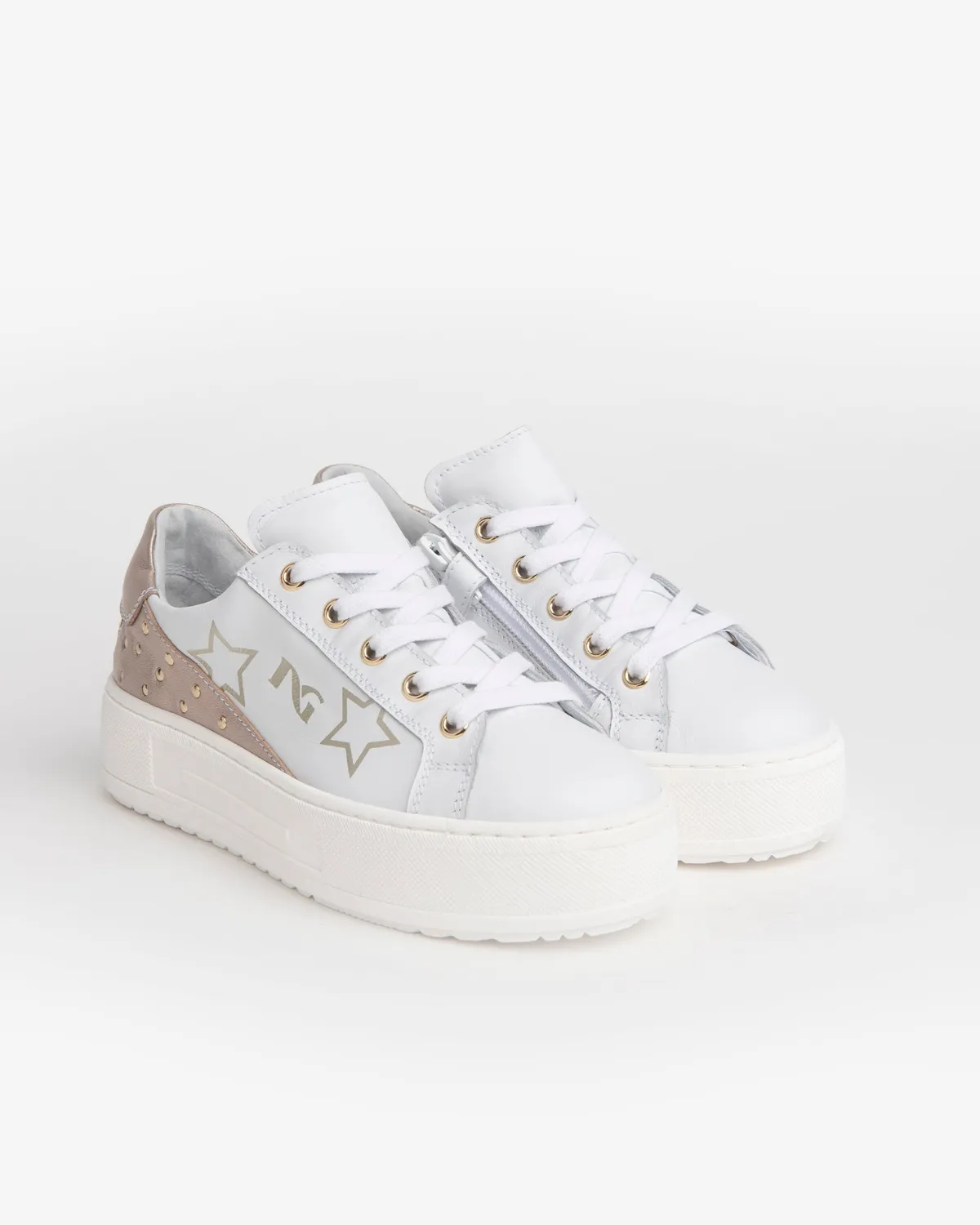 NeroGiardini Teen sneakers fete piele cu tinte