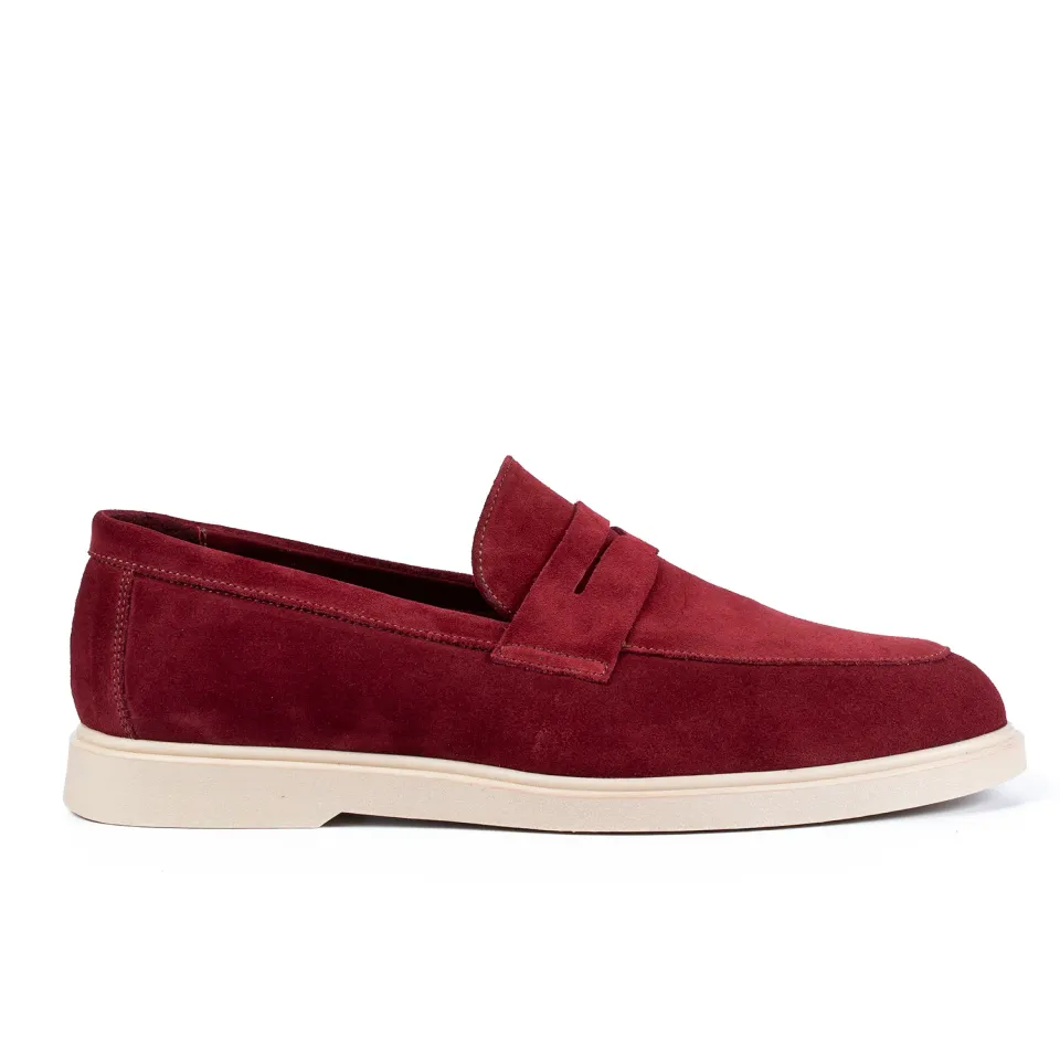 Lucas Shoes Ezra mocasini rosso velur barbati