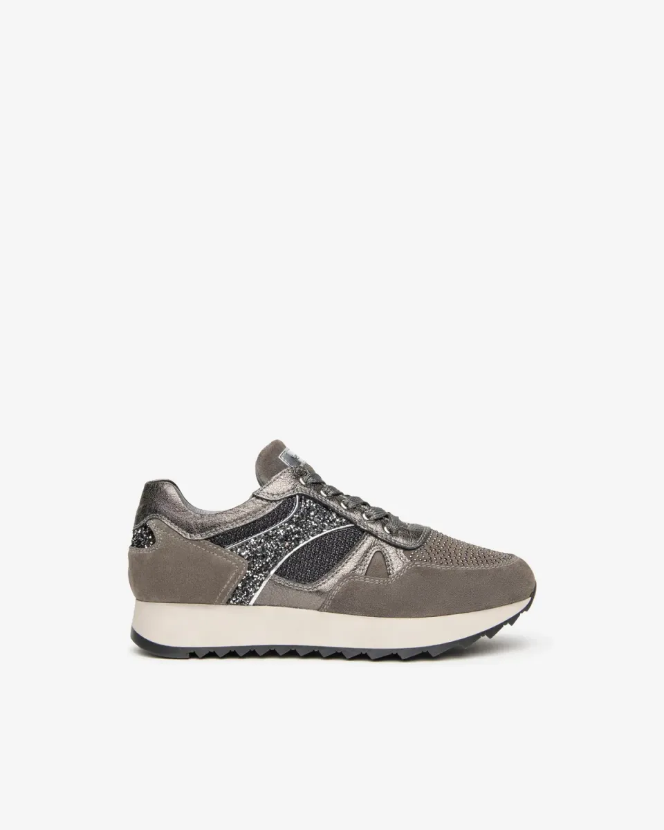 NeroGiardini sneakers piele intoarsa dama cu strasuri
