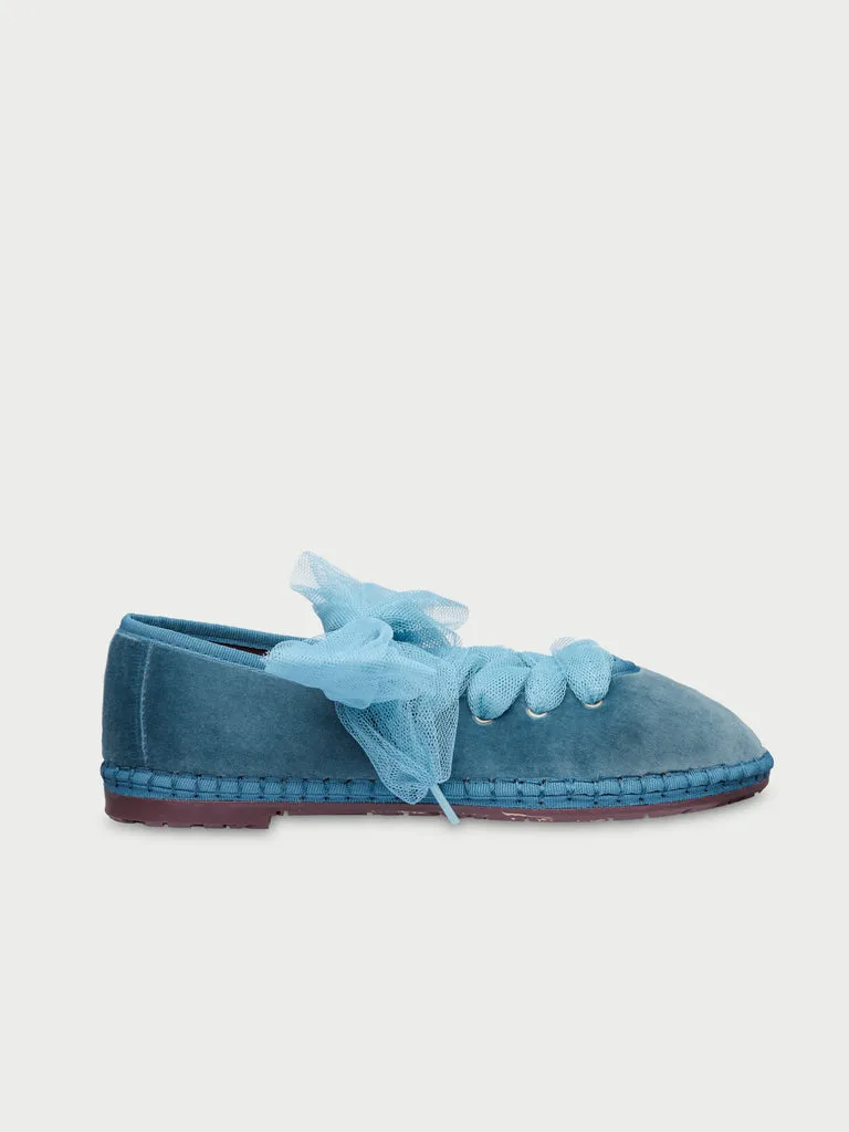 Flagelus Ginevra Blue papuci albaștri catifea