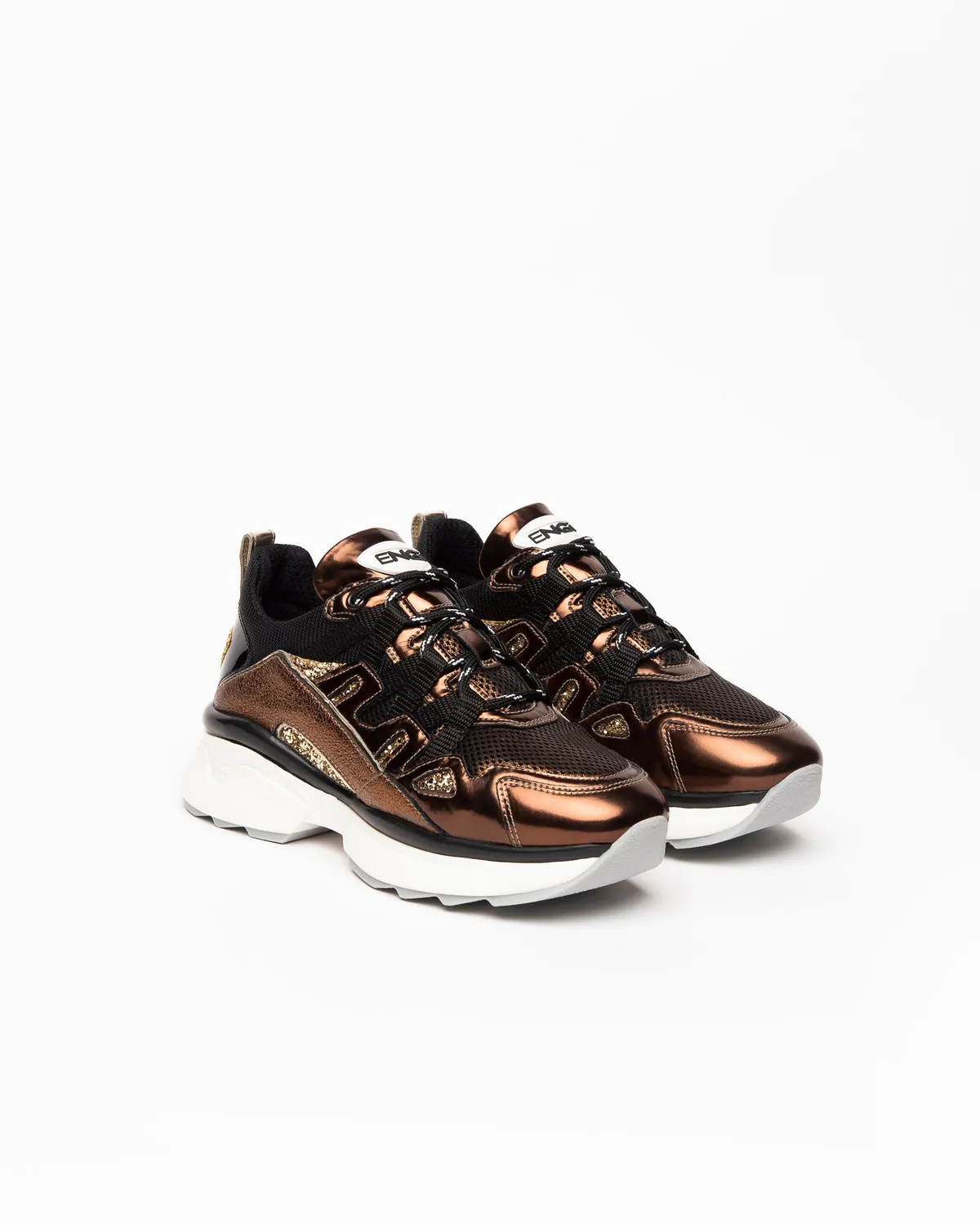 NeroGiardini sneakers damă piele laminată cu glitter