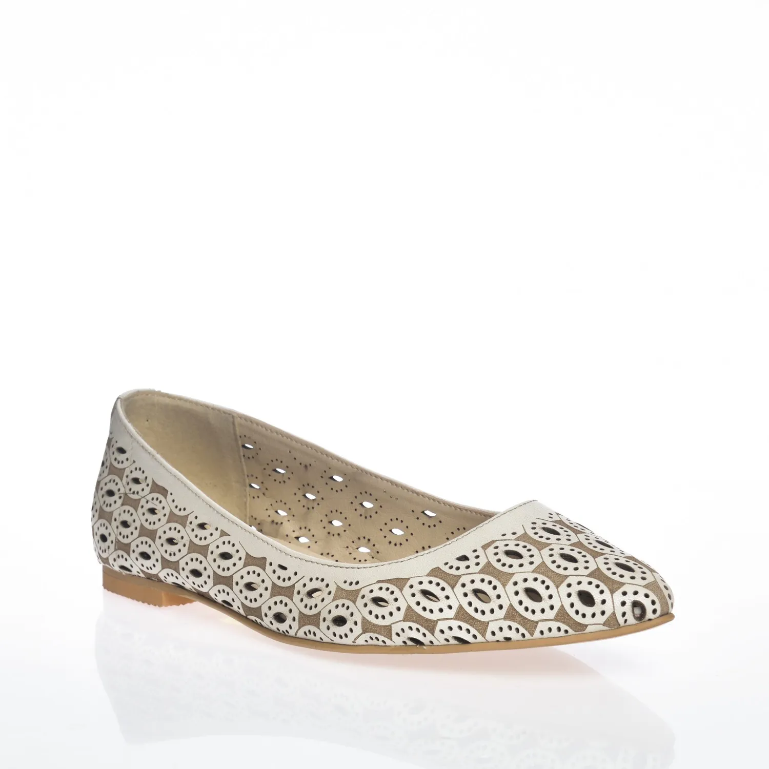 Catinca Shoes ST B balerini damă piele naturală bej stileto