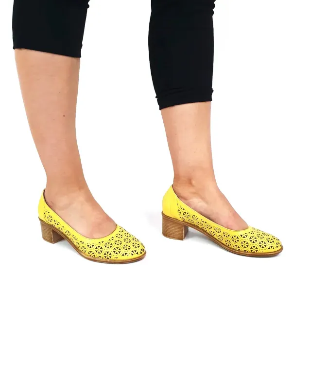 Catinca Shoes T15 GA pantofi damă perforați galben