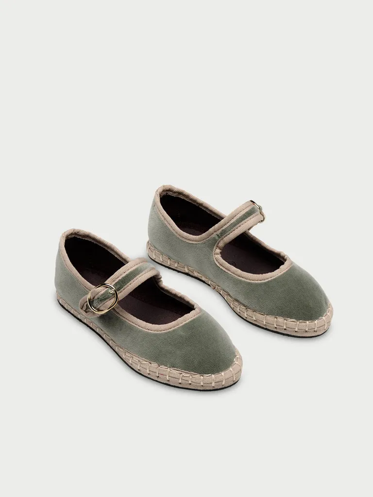 Flagelus Uta Kids pantofi Mary Jane verzi catifea