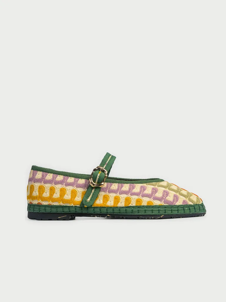 Flagelus Pierre Twist Green balerini verde catifea