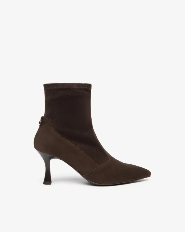 NeroGiardini botine dama piele intoarsa toc 75 mm