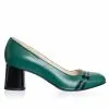 Catinca Shoes 55 VN pantofi dama piele verde cu negru