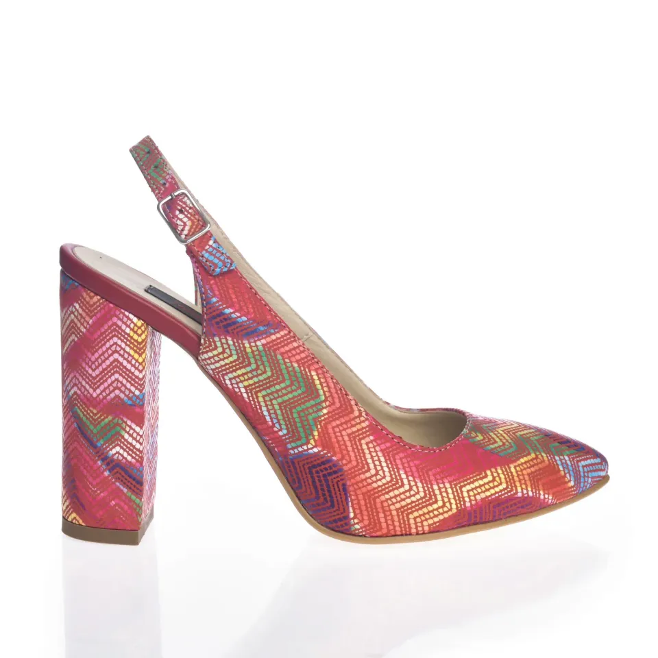 Catinca Shoes 269 RMZ sandale dama piele naturala rosii mozaic