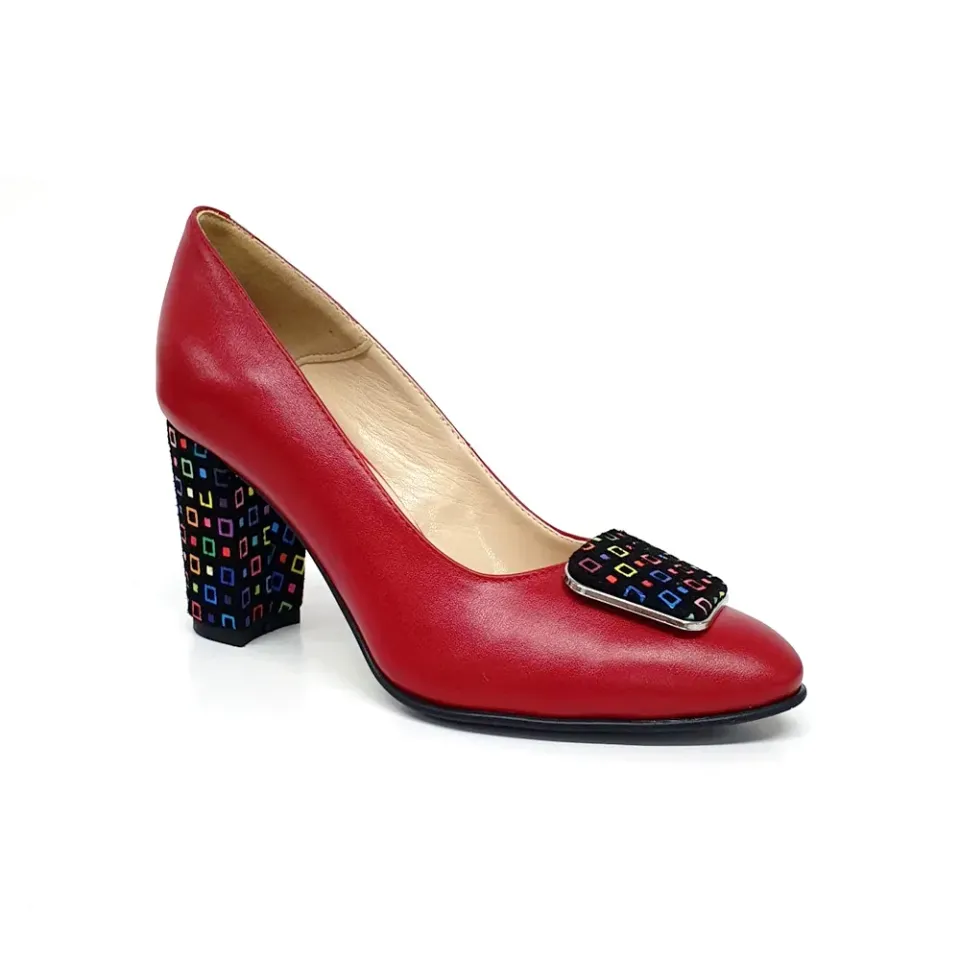 Catinca Rosu Box A25 RBPC pantofi dama rosii piele naturala