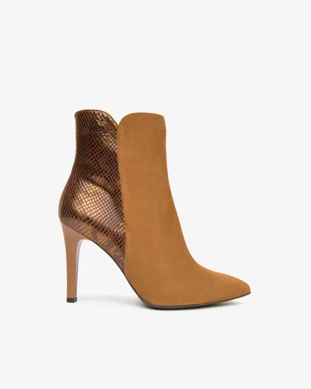NeroGiardini Botine Dama Piele Toc Animal Print