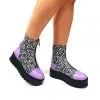 Catinca Shoes BC25 LT bocanci piele naturala lila triunghiuri