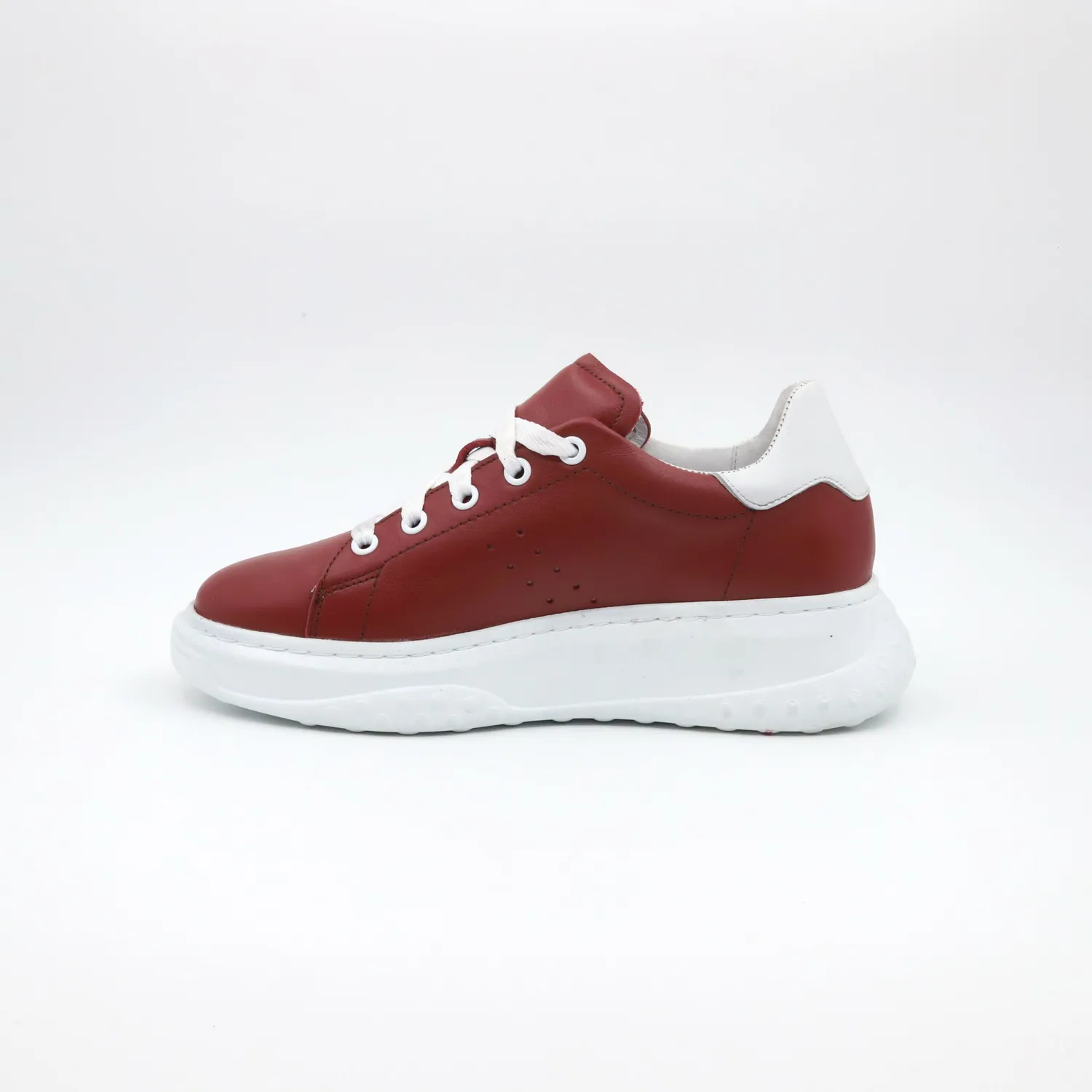 Lucas Shoes 5101 RV sneakers rosu-alb piele naturala