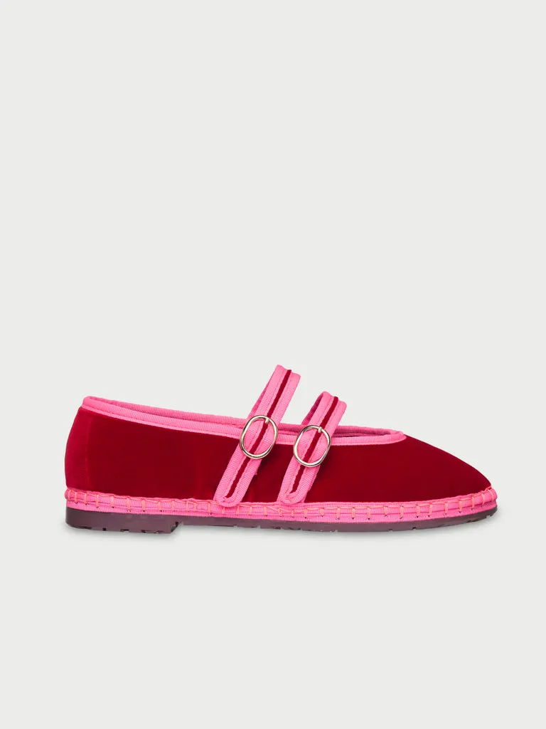 Flagelus Claire Deep Red pantofi Mary Jane roșii