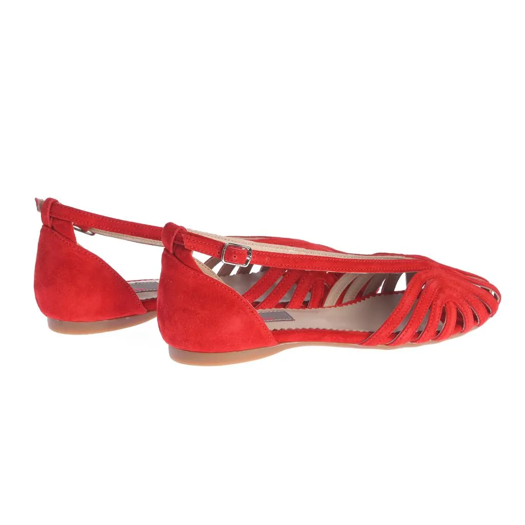 Ana Urbana Shoes Santiago sandale roșii piele întoarsă