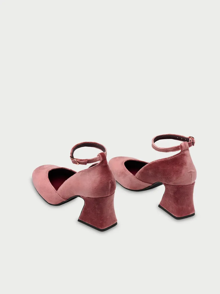 Flagelus The D'Orsey pantofi toc roz pudrat catifea 6 cm