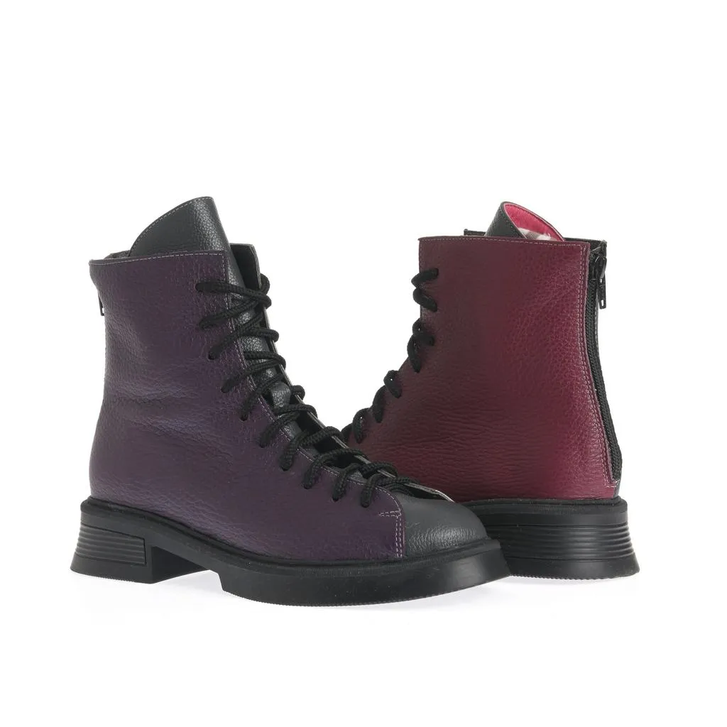 Ana Urbana Shoes Ramona bocanci mov piele texturată